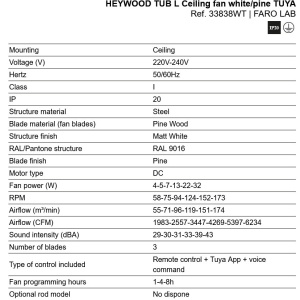 Ventilator tavan smart sistem TUYA si telecomanda HEYWOOD TUB L alb/pin - Img 7