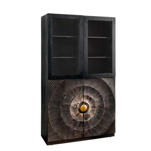 Vitrina design vintage GOLDEN SUNSET 180cm lemn negru/ auriu - Img 2