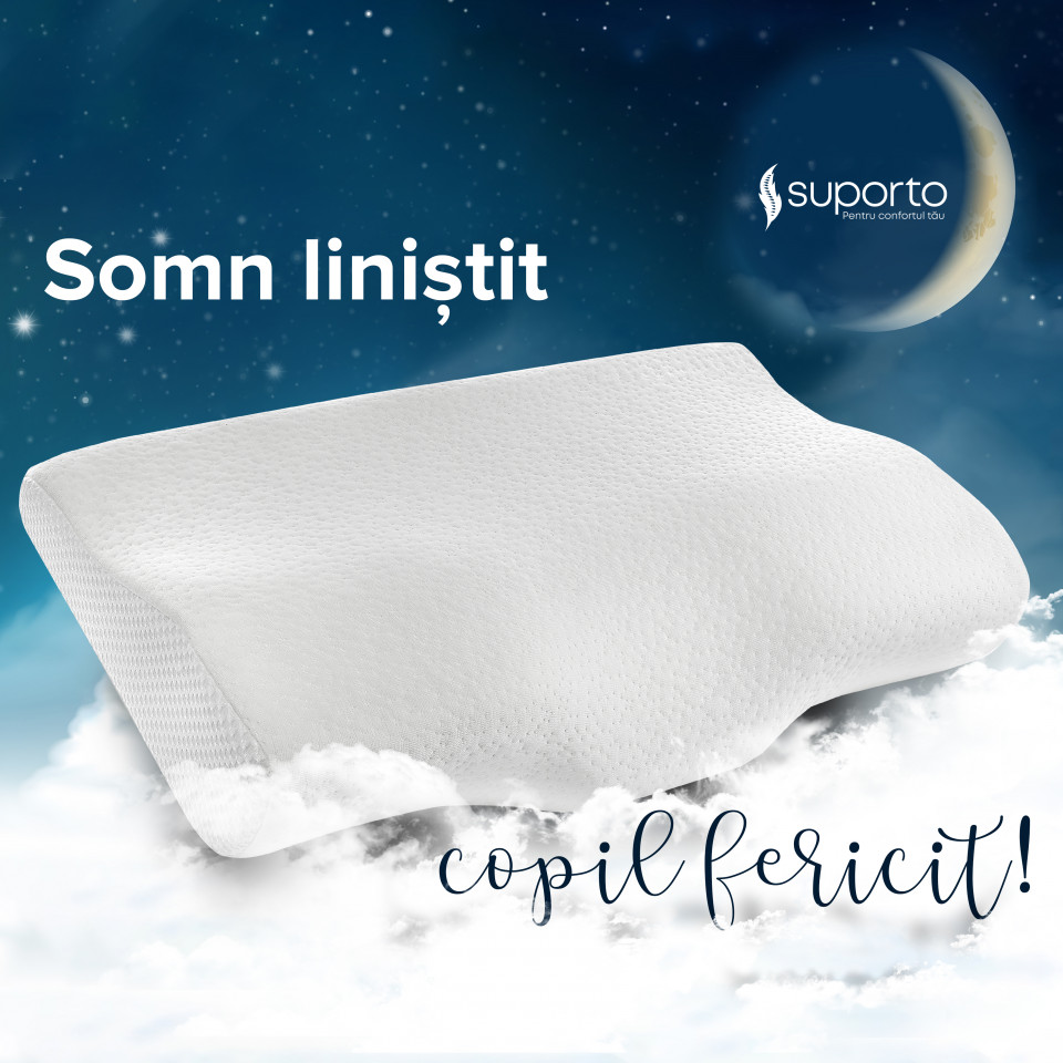 Set 2X perne cu suport cervical din spuma cu memorie pentru copii 10-16 ani Suporto®️ 50x30, cu perforatii - 3 | YEO