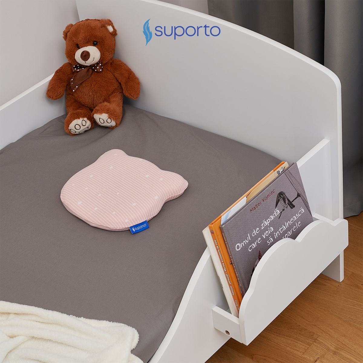 HUSA de schimb / Fata de perna - pentru Perna Bebelus Suporto Ursulet impotriva Plagiocefaliei - Bumbac 100%, Roz - 3 | YEO