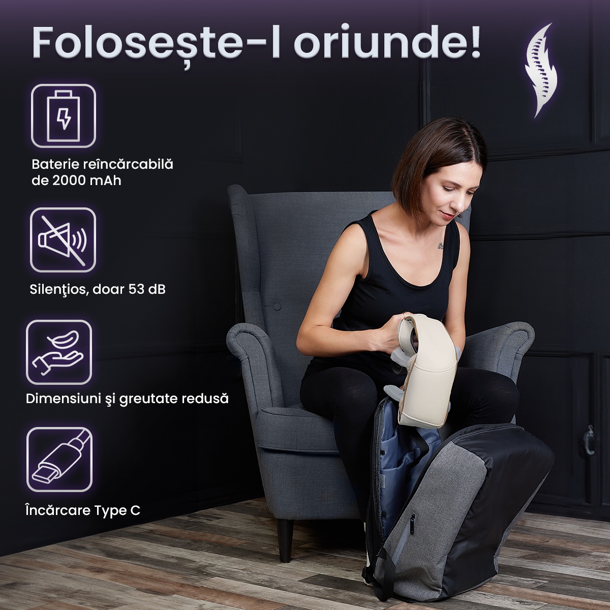 Aparat Masaj Cervical Hands-Free Suporto pentru Relaxare Musculara, Rola de Masat Shiatsu 5D care Imita Masajul Uman, Functie Incalzire, Reduce Stresul si Oboseala, Amelioreaza Durerile pentru Gat, Umeri si Spate, Intensitate Reglabila, Crem - 2 | YEO