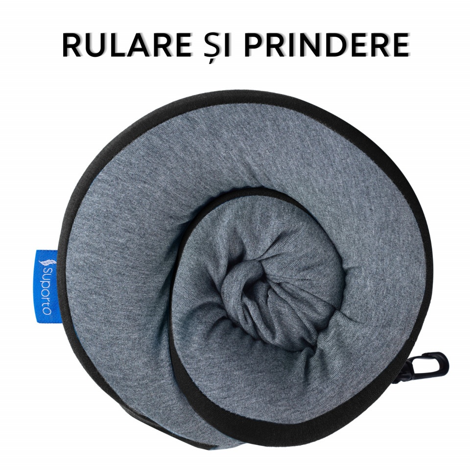 Set Perna de calatorie Suporto Travel Companion. Perna voiaj din spuma cu memorie, Neagra + Masca de dormit Suporto 3D cu saculet Verde Smarald, pachet pentru ochi obositi si un somn odihnitor. - 2 | YEO