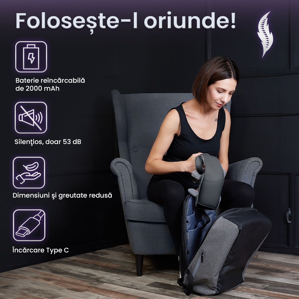 Aparat Masaj Cervical Hands-Free Suporto pentru Relaxare Musculara, Rola de Masat Shiatsu 5D care Imita Masajul Uman, Functie Incalzire, Reduce Stresul si Oboseala, Amelioreaza Durerile pentru Gat, Umeri si Spate, Intensitate Reglabila, Negru - 2 | YEO