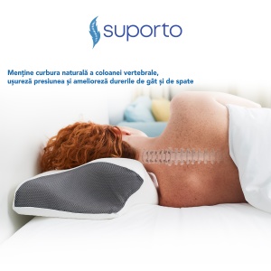 Perna Ortopedica Cervicala din spuma cu memorie si extensii - Cu Infuzie de Carbon - Img 4