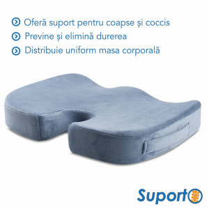 Perna Ortopedica Sezut Coccis pentru Scaun din Spuma cu Memorie | Fermitate Extra | Culoare Gri - Img 6