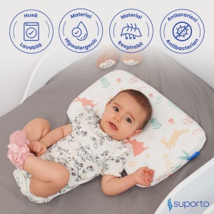 HUSA de schimb / Fata de perna pentru Perna ortopedica Baby nou nascuti 8-24 luni | Multicolora cu Iepurași - Img 3