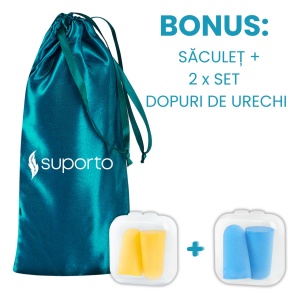 Set 2x Masti de dormit Suporto, design 3D fara presiune pe ochi, reglabile, cu huse Verde smarald, blocheaza lumina in totalitate, si 4 seturi de dopuri de urechi incluse, pentru un somn linistit - Img 2