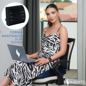 Set Perna de Sezut Suporto Regular Coccis Suport si Perna Lombara Slim, Suport Lombar pentru Scaun Auto sau de Birou, Spuma cu Memorie, Culoare Neagra - Img 8