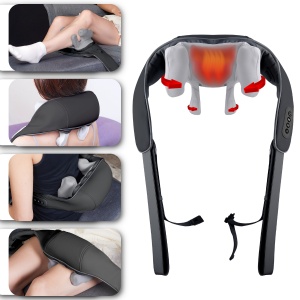 Aparat Masaj Cervical Hands-Free SUPORTO Cervis 5D pentru Relaxare Musculara, Rola de Masat Shiatsu 5D care Imita Masajul Uman, Functie Incalzire, Reduce Stresul si Oboseala, Amelioreaza Durerile pentru Gat, Umeri si Spate, Intensitate Reglabila, Negru