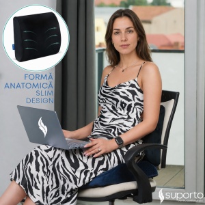 Perna Lombara Suporto Slim, Partenerul ideal pentru un spate drept si fara dureri! Suport lombar pentru scaun auto sau de birou, Culoare Neagra - Img 2