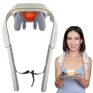 Aparat Masaj Cervical Hands-Free SUPORTO Cervis 5D pentru Relaxare Musculara, Rola de Masat Shiatsu 5D care Imita Masajul Uman, Functie Incalzire, Reduce Stresul si Oboseala, Amelioreaza Durerile pentru Gat, Umeri si Spate, Intensitate Reglabila, Crem