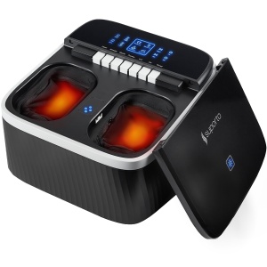 Aparat Masaj Picioare si Talpi SUPORTO Piano, pentru Relaxare, Functii de Reflexoterapie, Role Masat si Incalzit Talpa, Perne Compresie, Sterilizare UV, Circulatie Imbunatatita, 4 Programe, Negru