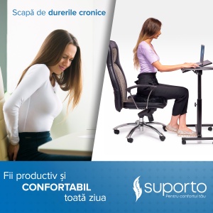 Set Perna de Sezut Suporto Regular Coccis Suport si Perna Lombara Slim, Suport Lombar pentru Scaun Auto sau de Birou, Spuma cu Memorie, Culoare Neagra - Img 2
