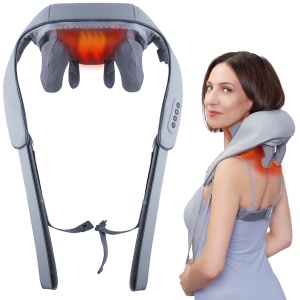 Aparat Masaj Cervical Hands-Free SUPORTO Cervis 5D pentru Relaxare Musculara, Rola de Masat Shiatsu 5D care Imita Masajul Uman, Functie Incalzire, Reduce Stresul si Oboseala, Amelioreaza Durerile pentru Gat, Umeri si Spate, Intensitate Reglabila, Gri