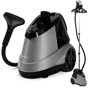 Fier de Calcat Vertical cu aburi SUPORTO G5, Steamer de 2200W cu 3 trepte de putere, Statie de calcat profesionala pentru haine netede, fara mirosuri si fara cute. Rezervor aparat 2.9L, pentru 64 min de lucru, 45g/min abur continuu, Gri