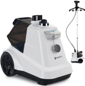 Fier de Calcat Vertical cu aburi SUPORTO R3, Steamer de 2200W cu 4 trepte de putere. Statie de calcat profesionala pentru haine netede, fara mirosuri si fara cute. Rezervor aparat 3L, pentru 65 min de lucru, 45g/min abur continuu, Alb