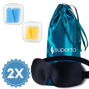 Set 2x Masti de dormit Suporto, design 3D fara presiune pe ochi, reglabile, cu huse Verde smarald, blocheaza lumina in totalitate, si 4 seturi de dopuri de urechi incluse, pentru un somn linistit - Img 5