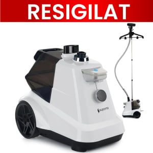 Fier de Calcat Vertical cu aburi Suporto, Steamer model R3 de 2200W cu 4 trepte de putere. Statie de calcat profesionala pentru haine netede, fara mirosuri si fara cute. Rezervor aparat 3L, pentru 65 min de lucru, 45g/min abur continuu, Alb (RESIGILAT) - Img 1