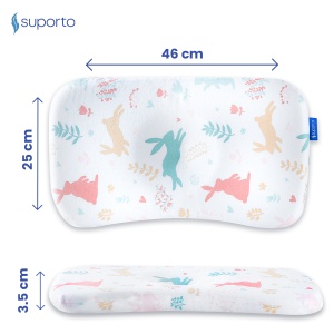 HUSA de schimb / Fata de perna pentru Perna ortopedica Baby nou nascuti 8-24 luni | Multicolora cu Iepurași - Img 2
