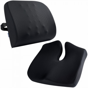 Set perna sezut confort si perna lombara compact, Pentru Birou sau Autovehicule Mari, Suporto®️culoare negru