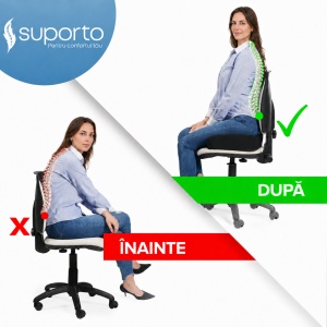 Set perna sezut semi-colac si perna lombara confort, Suporto®️culoare negru - Img 8