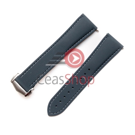 Curea cauciuc FKM Premium gri cusătură albă, pentru OMEGA, telescop QR 22mm - Img 2