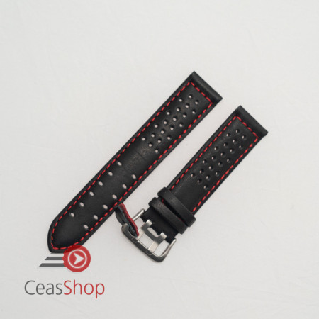 Curea perforata neagra cu cusătură roșie 18mm - 3805318 - Img 2