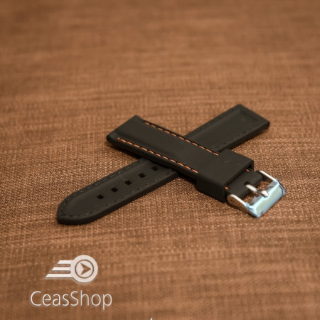Curea silicon neagră cusături portocalii 28mm - 42300 - Img 2