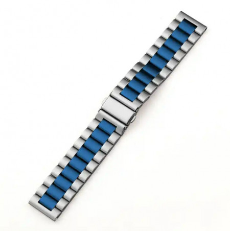 Bratara smartwatch argintie cu albastru cu telescop Quick Release 22mm