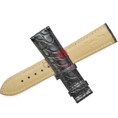 Curea neagră aligator veritabil căptușită pentru deployant 21mm - Img 3