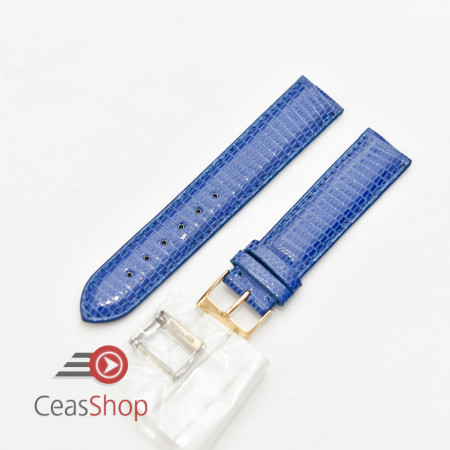 Curea piele de soparla captusita cu finisaj lacuit albastra 19mm - 43322