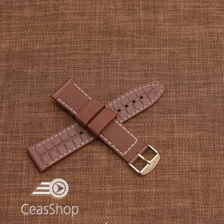 Curea silicon maro cusaturi albe 20mm - 35703 - Img 2