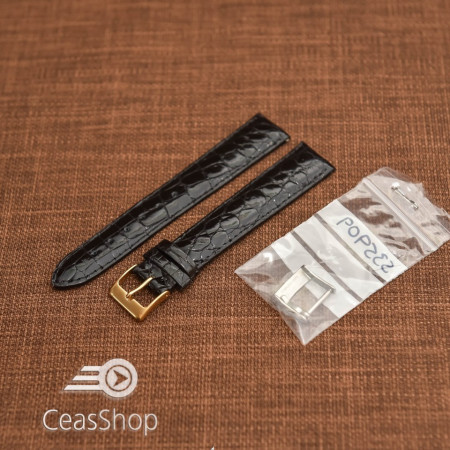 Curea crocodil veritabil , neagră, captusita cu finisaj lucios 20mm XL- 35911