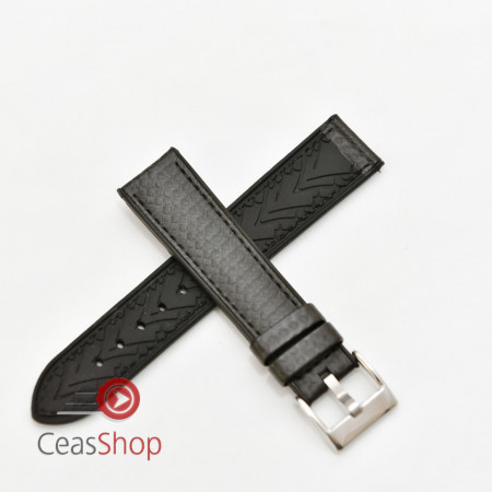 Curea hibrid silicon si piele fibra carbon neagra 24mm - 4000124 - Img 2