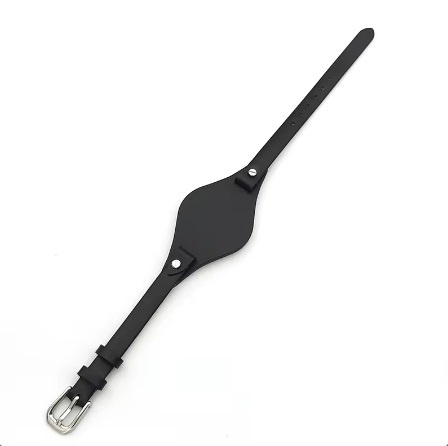 Curea neagră tip Fossil 8mm cu catarama argintie