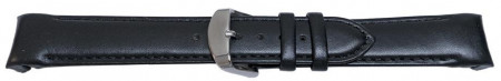 Curea piele lina capat curbat neagra 24mm - 58003