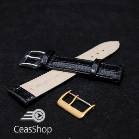 Curea piele soparla tegu captusita neagra 8mm - 38422 - Img 3