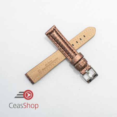 Curea piele tip fibra carbon maro, cusătură maro, căptușită 22mm - 374222 - Img 2
