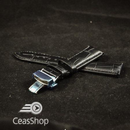 Curea piele vitel captusita deployant cu arc neagra 22 mm - 35929 - Img 2
