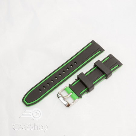 Curea silicon doua culori neagra cu verde 22mm- 51578