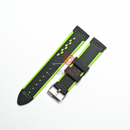 Curea silicon neagra Racing cu verde 26mm - 10010122
