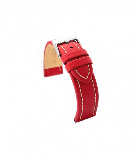 Curea ceas rosie piele vitel impregnata 22mm -377.06.22 - Img 2