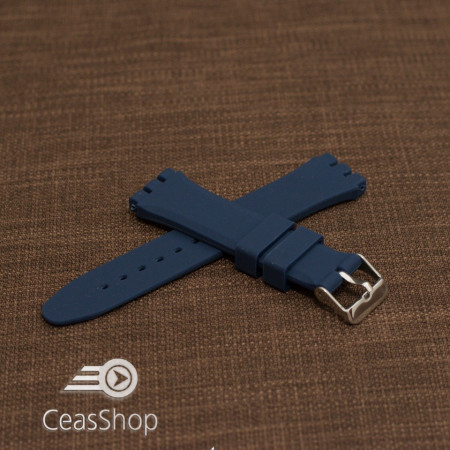 Curea din silicon tip SWATCH 19 mm albastru navy - 49193 - Img 2