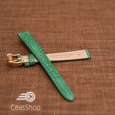Curea piele de soparla captusita cu finisaj lacuit- verde- 12mm-33686 - Img 2
