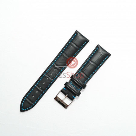 Curea Piero Magli neagră, cusătură albastră, model aligator QR 18mm - 085931501 - Img 2
