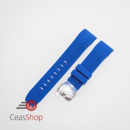 Curea silicon albastră capat curbat 22mm - 58404