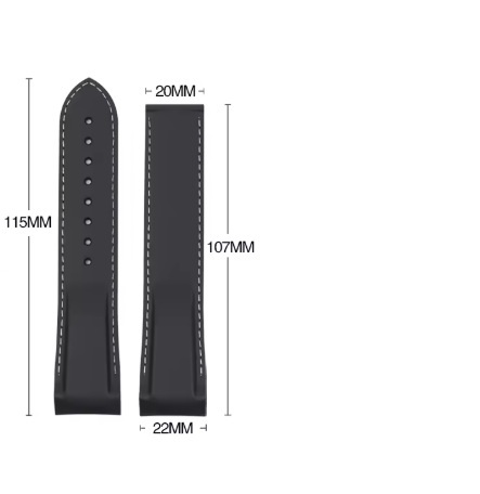 Curea silicon neagra cusătura albă capăt curbat 22mm pentru Omega Seamaster - Img 2