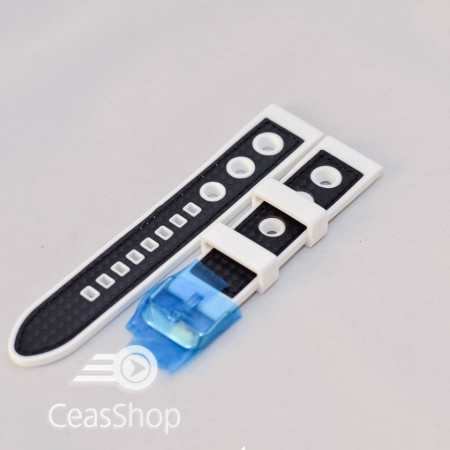 Curea silicon sport GRAND PRIX alba cu negru 22mm - 38175 - Img 2