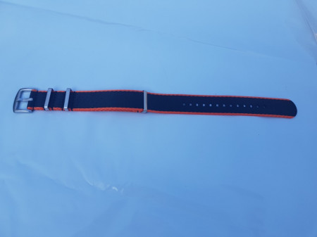 Curea NATO negră cu margine portocalie 22mm - 54080 - Img 2