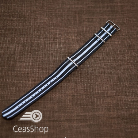Curea NATO negru cu alb 20mm - 37045 - Img 2